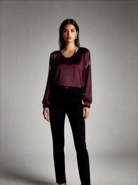 Jules and Leopold Velvet Top Large Purple Long Sleeve